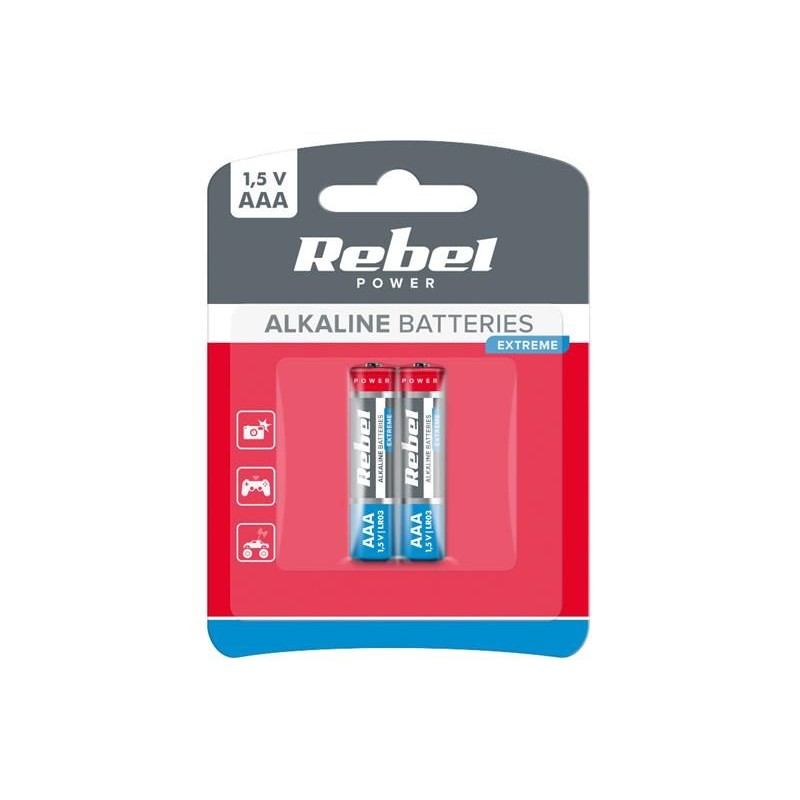 Batéria AAA (R03) alkalická REBEL EXTREME Alkaline Power 2ks / blister BAT0090B