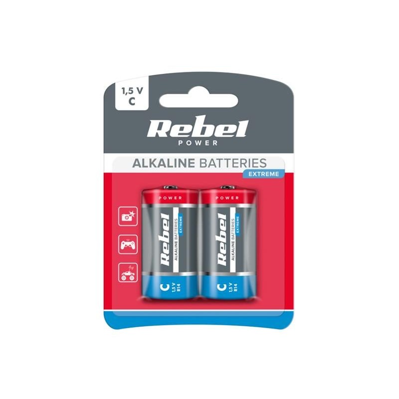 Batéria C (R14) alkalická REBEL EXTREME Alkaline Power 2ks / blister BAT0093B
