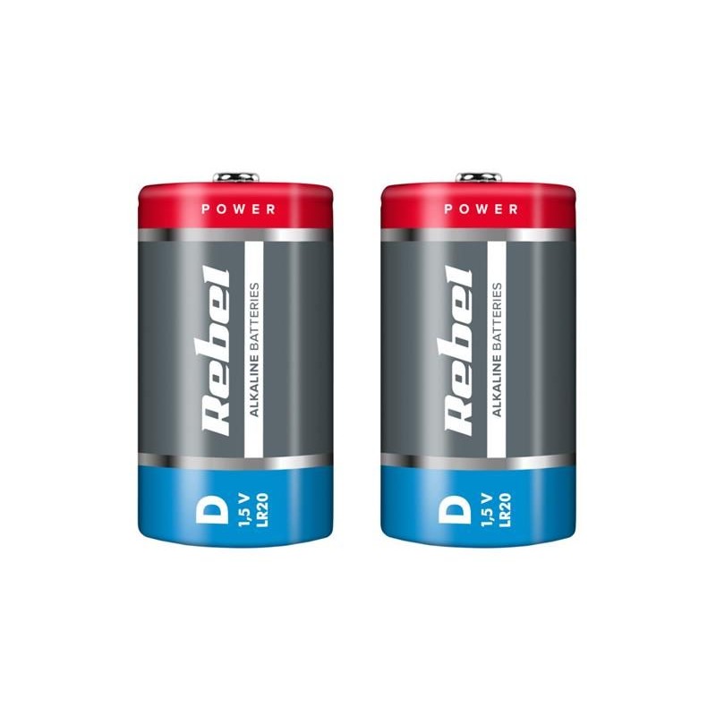 Batéria D (R20) alkalická REBEL Alkaline 2ks / shrink BAT0064