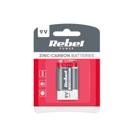 Batéria 6F22 (9V) Zn-Cl REBEL 1ks / blister BAT0082B