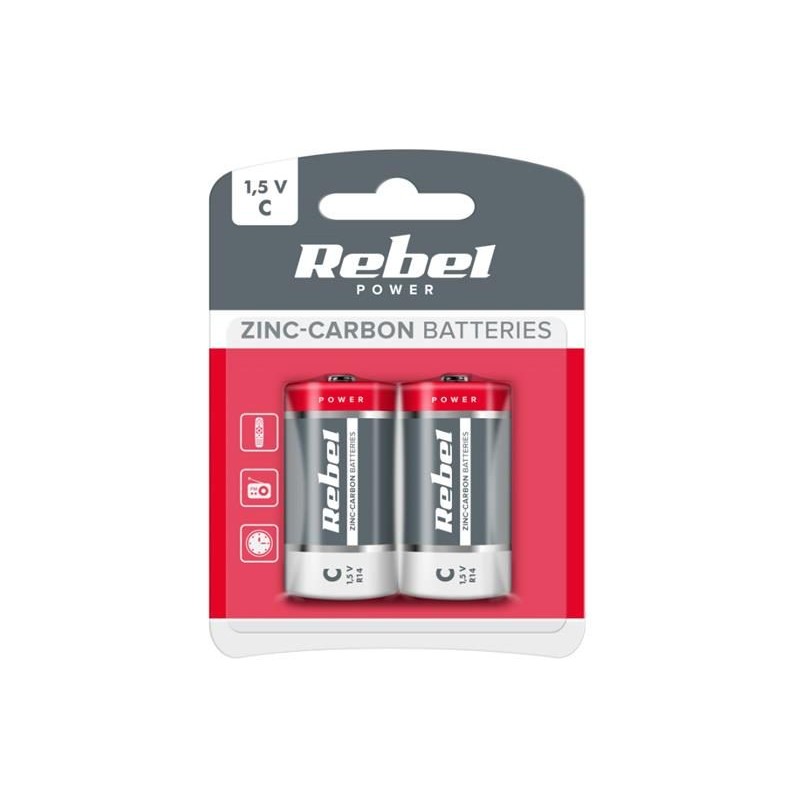 Batéria C (R14) Zn-Cl REBEL 2ks / blister BAT0083B