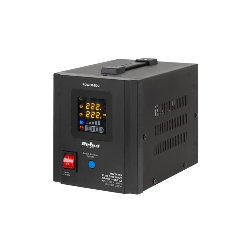Zdroj záložný REBEL POWER-500 12V 230V 500VA 300W Black