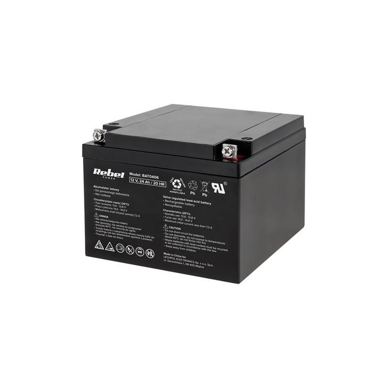 Baterie olověná 12V 24Ah REBEL BAT0406