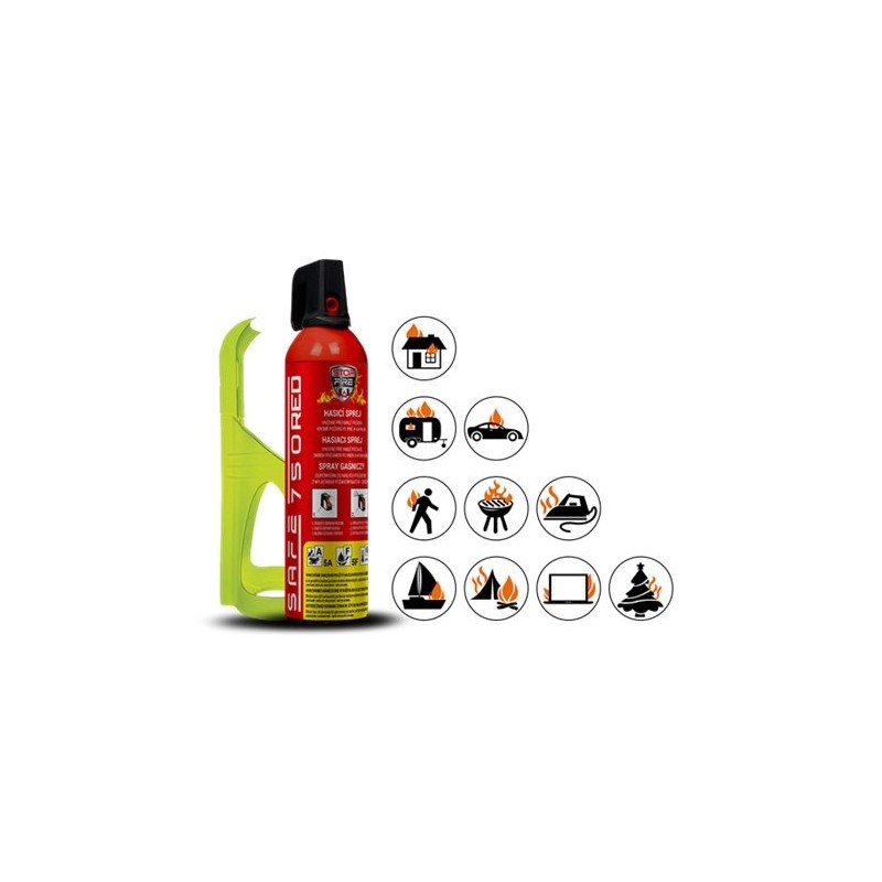 Fire extinguisher spray SAFE 750 RED 750ml foam + holder 75F