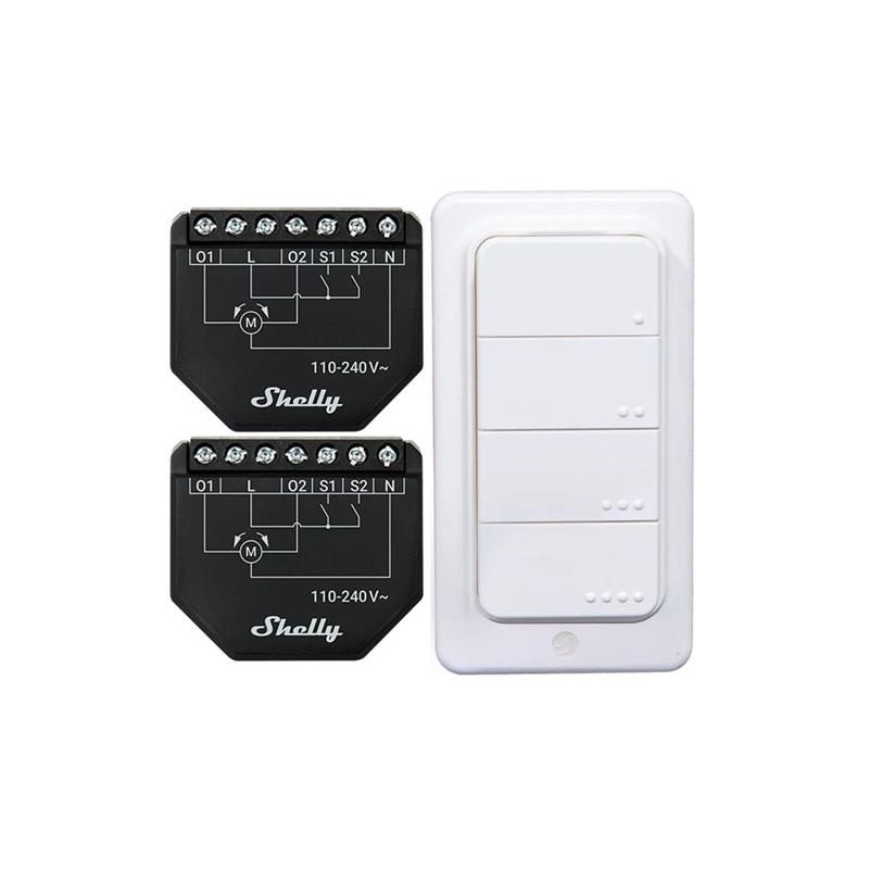 Sada 2 ovládačov žalúzií/záclon SHELLY Shutter + 4 tlačidlá BLU RC WiFi