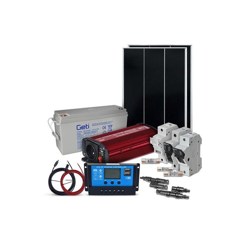 Solárny ostrovný set SOLARFAM 110Wp, 12V, batéria 100Ah, menič 230VAC 600W
