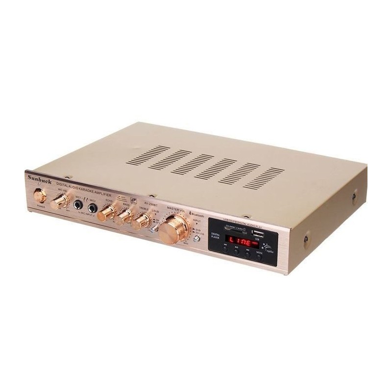 Zosilňovač 5.0, rádio, bluetooth, MP3 prehrávač Sunbuck AV-298BT zlatý