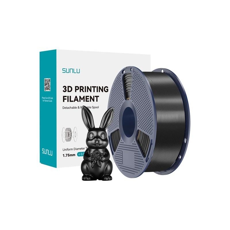 Filament SUNLU PLA+ Silk 1kg čierny 1,75mm