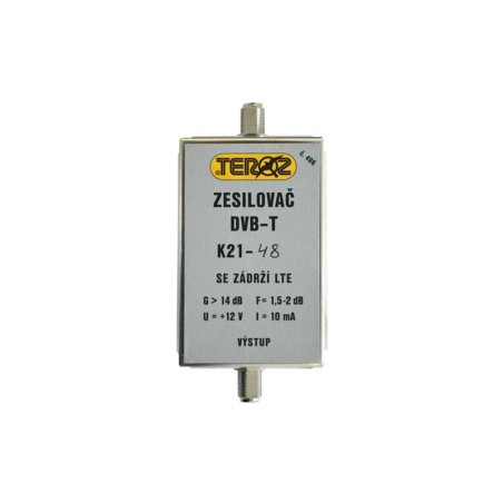 Anténny zosilňovač TEROZ 496X, UHF K21 až 48, filtr 5G, LTE, GSM, G14dB, F2dB, U95dBμV, F-F