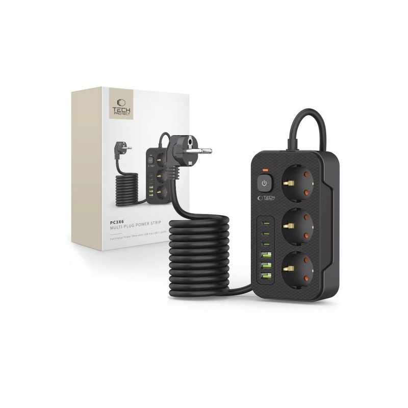Predlžovací kábel 3 zásuvky 2m TECHPROTEC PC3X6