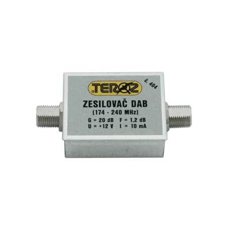 Anténny zosilňovač TEROZ 404X, DAB, G20dB, F1,2dB, U98dBμV, F-F