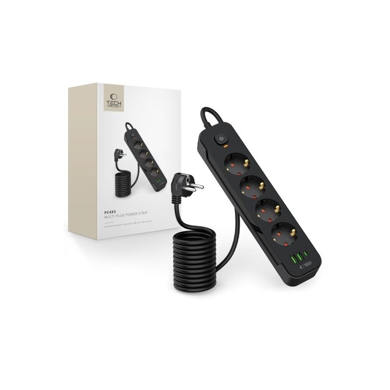 Predlžovací kábel 4 zásuvky 2m TECHPROTEC PCL4X3
