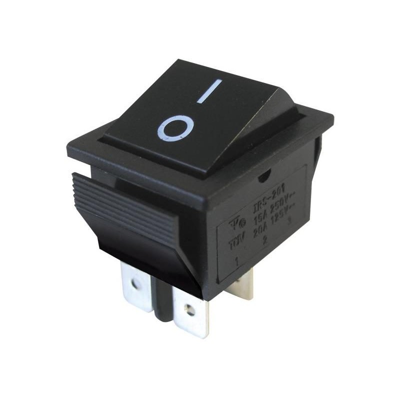 Prepínač kolískový 2pol./4pin ON-OFF 250V/15A čierny