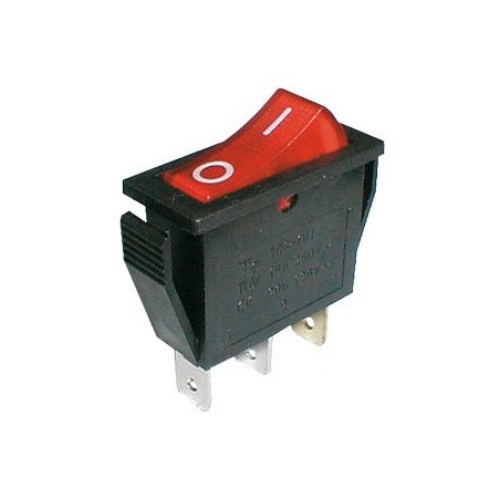 Prepínač kolískový 2pol./3pin ON-OFF 250V/15A pros. červený
