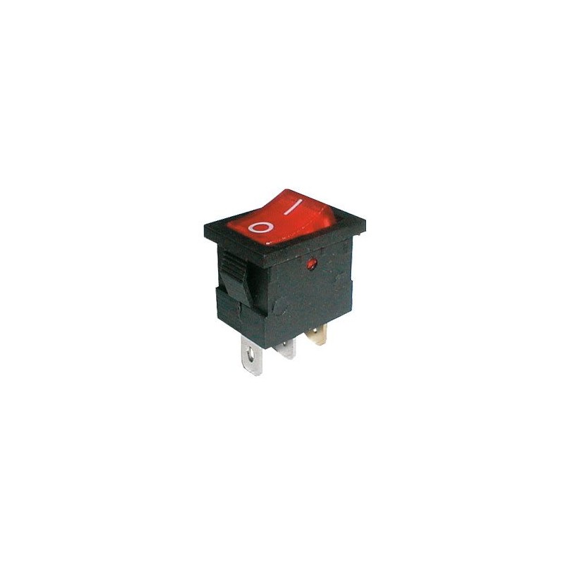 Prepínač kolískový 2pol./3pin ON-OFF 250V/6A pros. červený