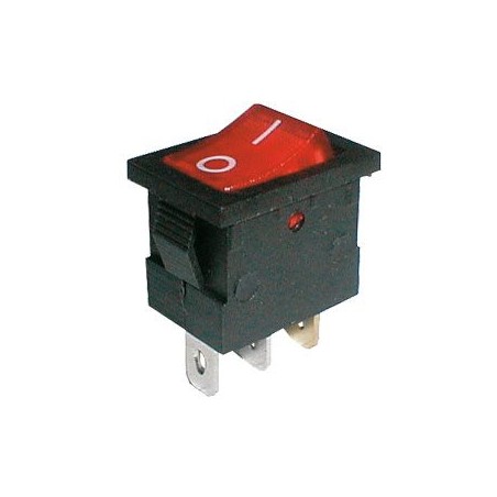 Prepínač kolískový 2pol./3pin ON-OFF 250V/6A pros. červený