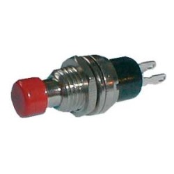 Prepínač tlačidlo okrúhle OFF-(ON) malé červené (12V)