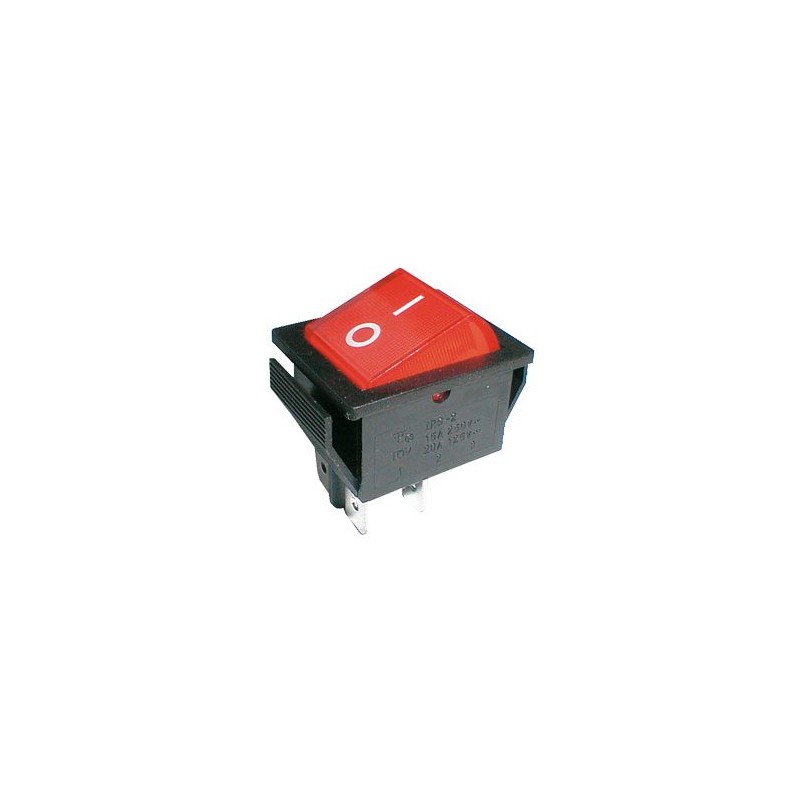 Prepínač kolískový 2pol./4pin ON-OFF 250V/15A pros. červený