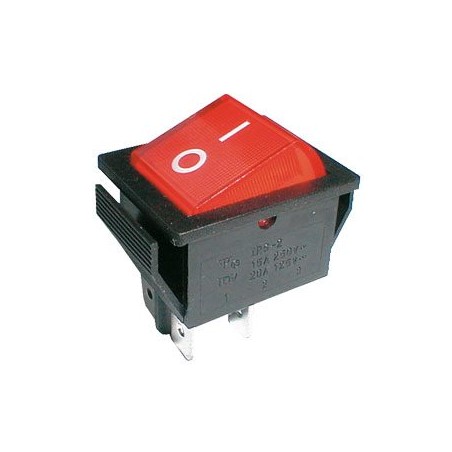 Prepínač kolískový 2pol./4pin ON-OFF 250V/15A pros. červený