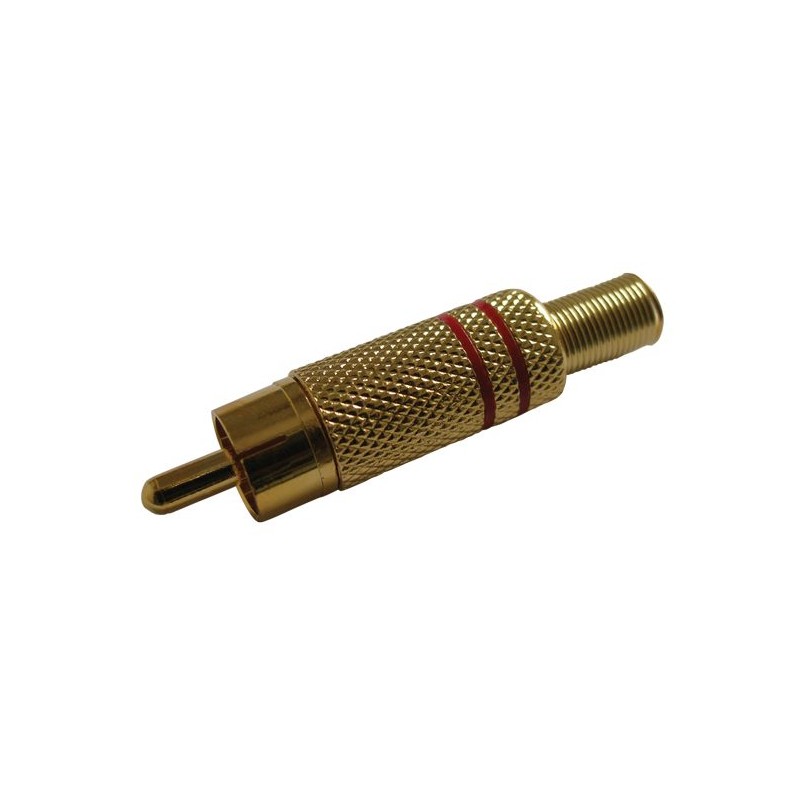 Konektor CINCH kabel kov zlatý červený