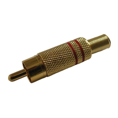 Konektor CINCH kabel kov zlatý červený