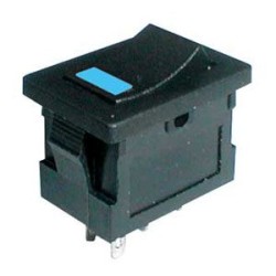 Prepínač kolískový 2pol./4pin ON-OFF 250V/3A LED modrý