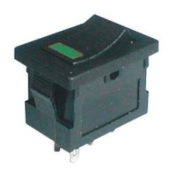 Prepínač kolískový 2pol./4pin ON-OFF 250V/3A LED zelený