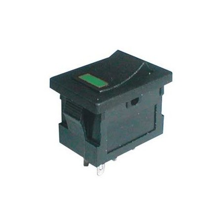 Prepínač kolískový 2pol./4pin ON-OFF 250V/3A LED zelený