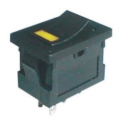 Prepínač kolískový 2pol./4pin ON-OFF 250V/3A LED žltý