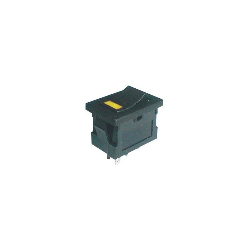 Prepínač kolískový 2pol./4pin ON-OFF 250V/3A LED žltý