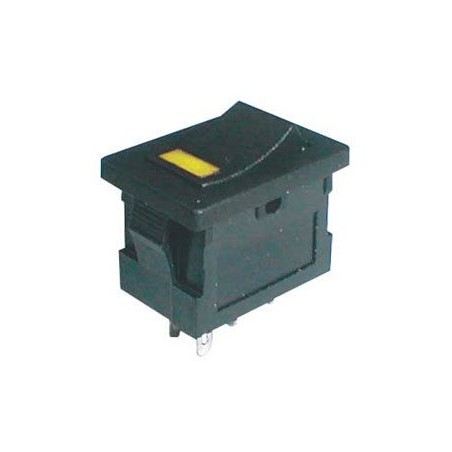 Prepínač kolískový 2pol./4pin ON-OFF 250V/3A LED žltý