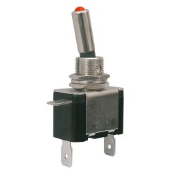 Prepínač páčkový 2pol./2pin ON-OFF 12VDC/25A LED červená