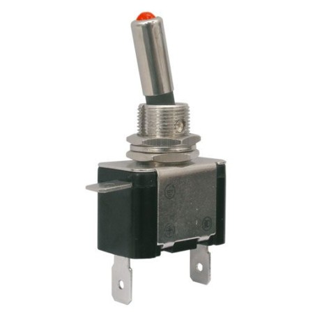 Prepínač páčkový 2pol./2pin ON-OFF 12VDC/25A LED červená