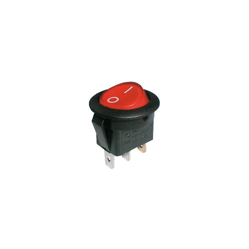 Prepínač kolískový okrúhly pros. 2pol./3pin ON-OFF 250V/6A červený