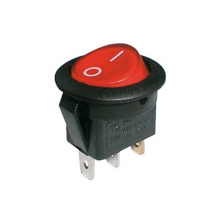 Prepínač kolískový okrúhly pros. 2pol./3pin ON-OFF 250V/6A červený