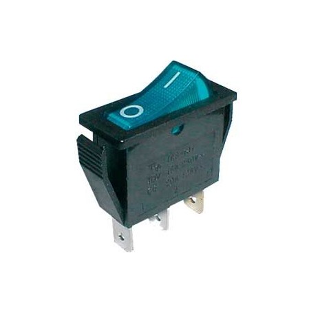 Prepínač kolískový 2pol./3pin ON-OFF 250V/15A pros. modrý