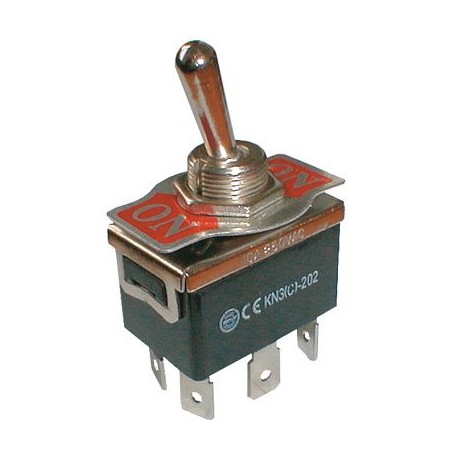 Prepínač páčkový 2pol./6pin ON-ON 250V/10A