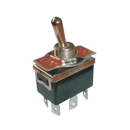 Prepínač páčkový 3pol./6pin ON-OFF-ON 250V/10A