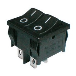 Prepínač kolískový 2x(2pol./2pin) ON-OFF dvojitý čierny O-I 12V