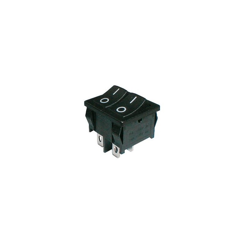 Prepínač kolískový 2x(2pol./2pin) ON-OFF dvojitý čierny O-I 12V