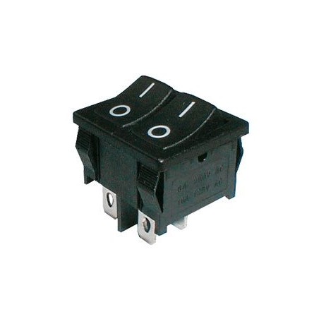 Prepínač kolískový 2x(2pol./2pin) ON-OFF dvojitý čierny O-I 12V