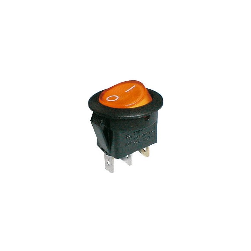 Prepínač kolískový okrúhly pros. 2pol./3pin ON-OFF 250V/6A žltý