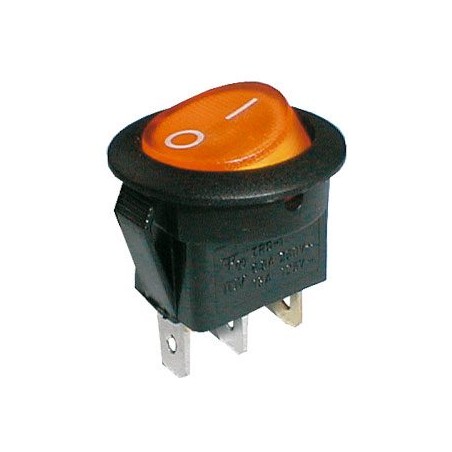 Prepínač kolískový okrúhly pros. 2pol./3pin ON-OFF 250V/6A žltý