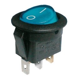 Prepínač kolískový okrúhly pros. 2pol./3pin ON-OFF 250V/6A modrý