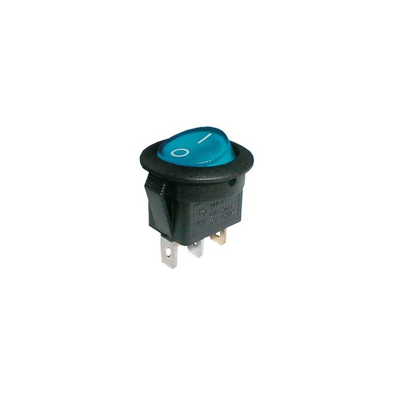 Prepínač kolískový okrúhly pros. 2pol./3pin ON-OFF 250V/6A modrý