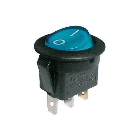 Prepínač kolískový okrúhly pros. 2pol./3pin ON-OFF 250V/6A modrý