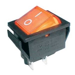 Prepínač kolískový 2pol./4pin ON-OFF 250V/15A pros. žltý