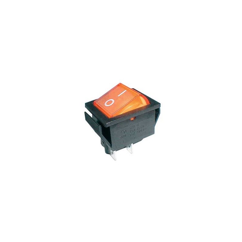 Prepínač kolískový 2pol./4pin ON-OFF 250V/15A pros. žltý