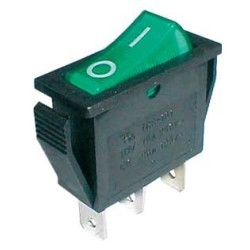 Prepínač kolískový 2pol./3pin ON-OFF 250V/15A pros. zelený