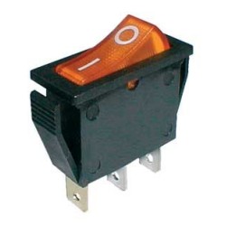 Prepínač kolískový 2pol./3pin ON-OFF 250V/15A pros. žltý